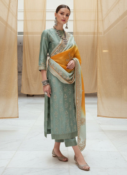Semi Stitched Formal chanderi Suitset