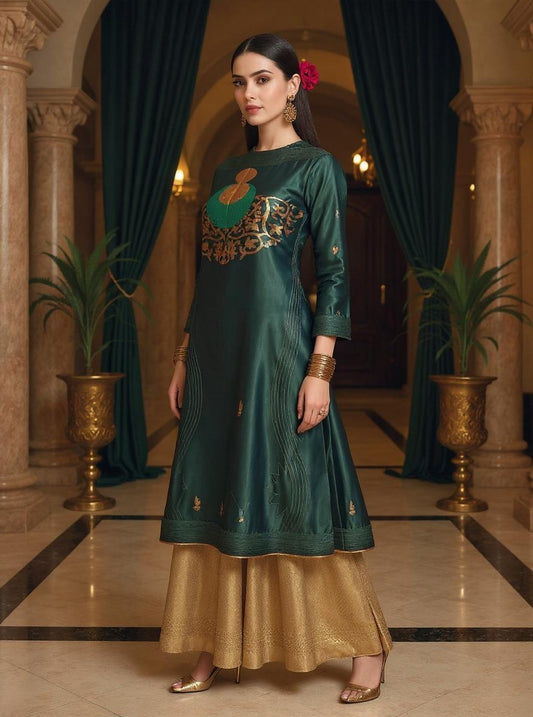 Semi Stitched Chanderi Zariwoven Short Tunic