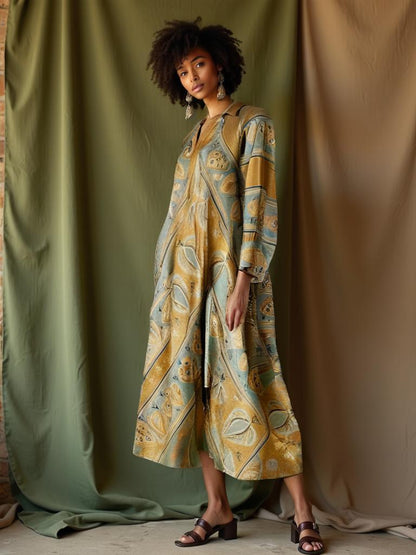 Silk Ajrakh Dress