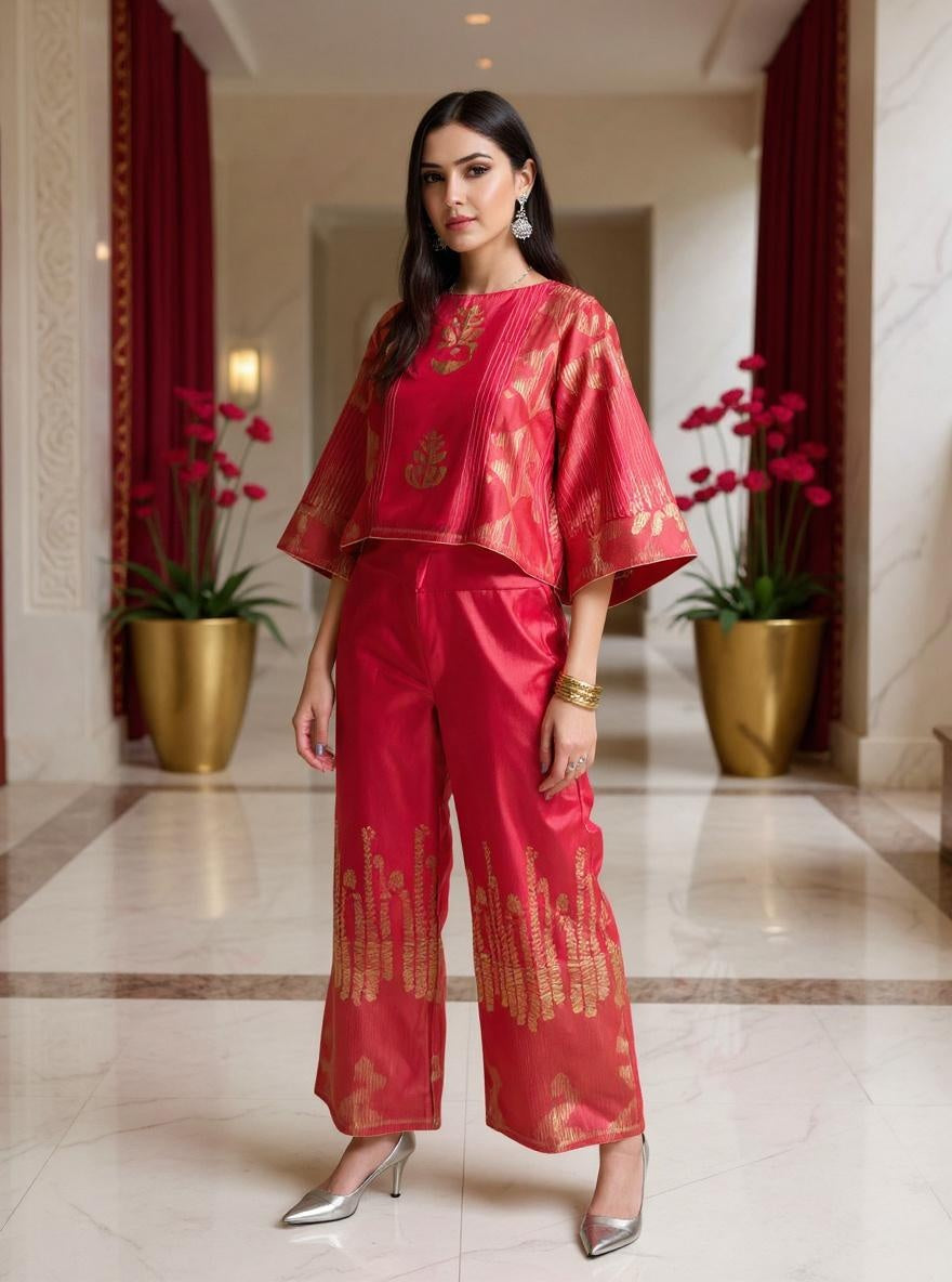 Stitched Chanderi coordset dress