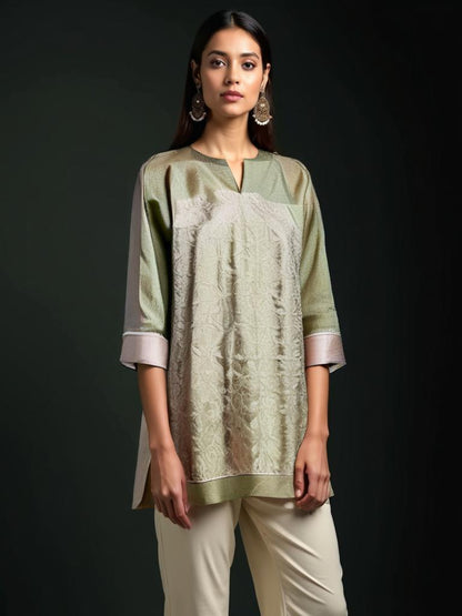 Semistitched Katab Applique Short Tunic