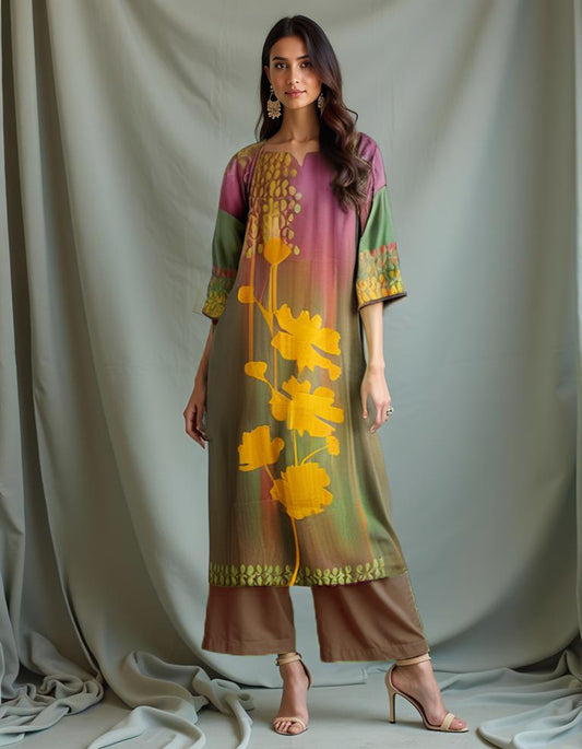 Semistitched Cotton Satin Kurta VISHAL KAPUR