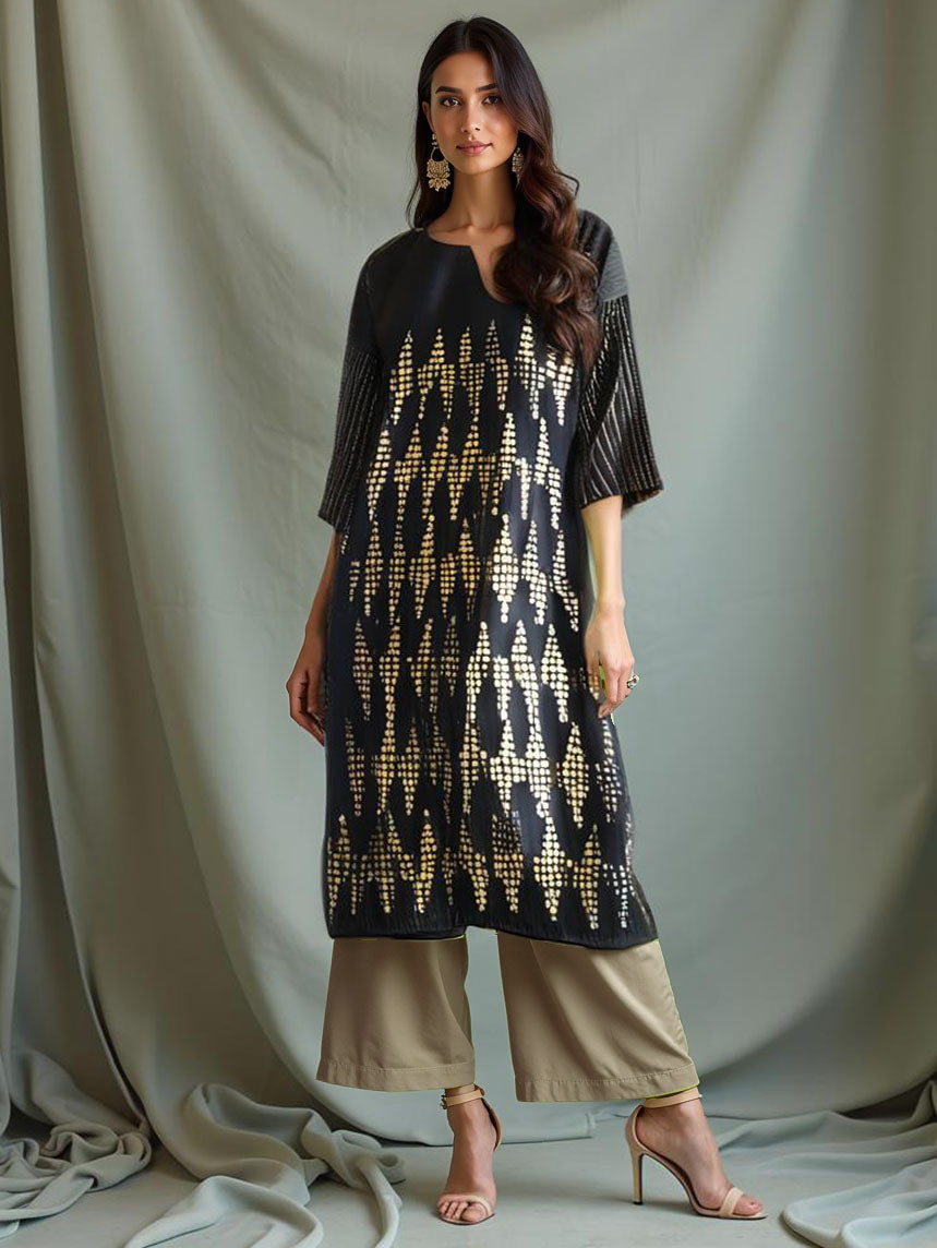 Semi Stitched Formal Chanderi kurta