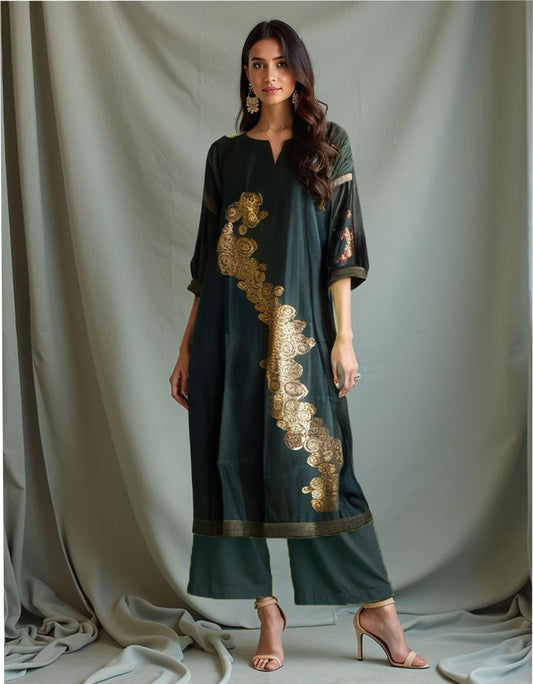 Semi Stitched Chanderi Kurta