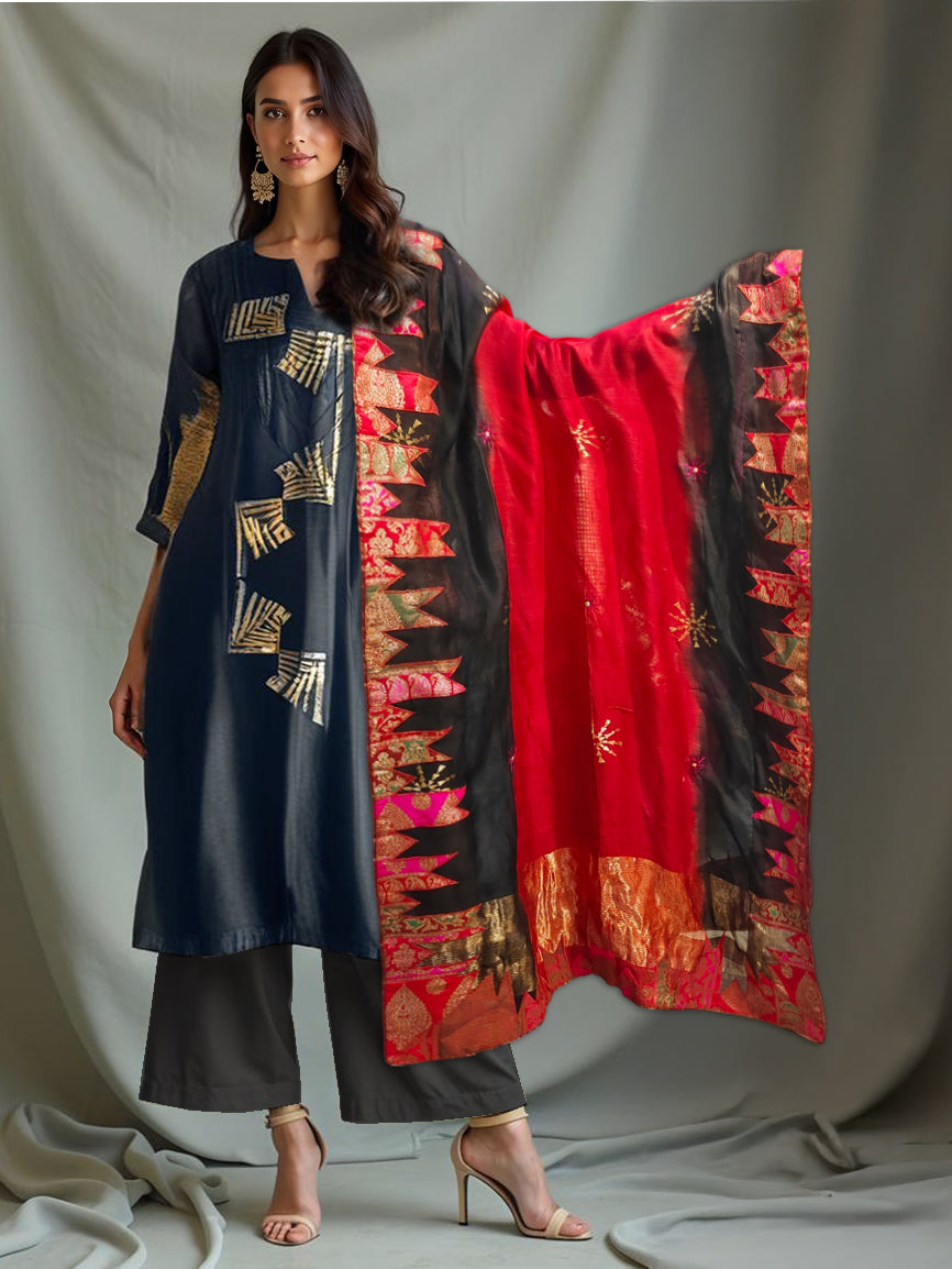 Semi Stitched Formal Chanderi Suitset