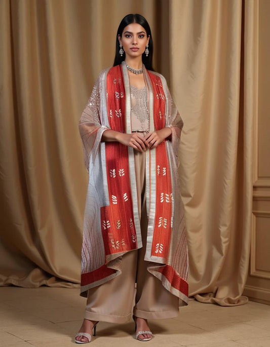 Chanderi Zari Woven Gota Dupatta