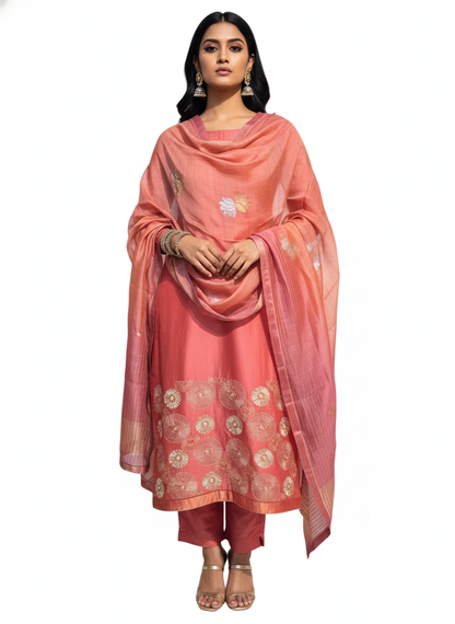 Semi Stitched Formal Chanderi Suitset