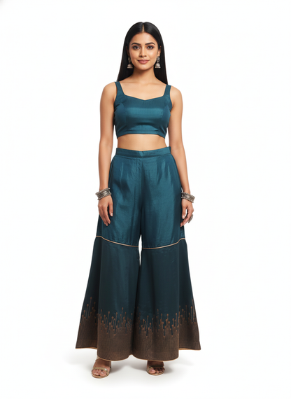 Formal chanderi Embroidered Palazzo pant