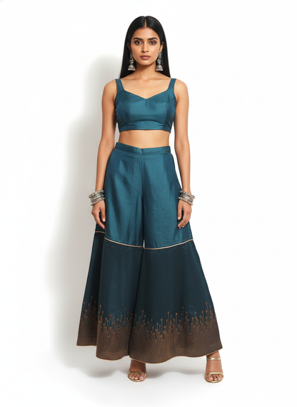 Formal chanderi Embroidered Palazzo pant