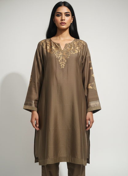 Semi Stitched Formal chanderi Kurta