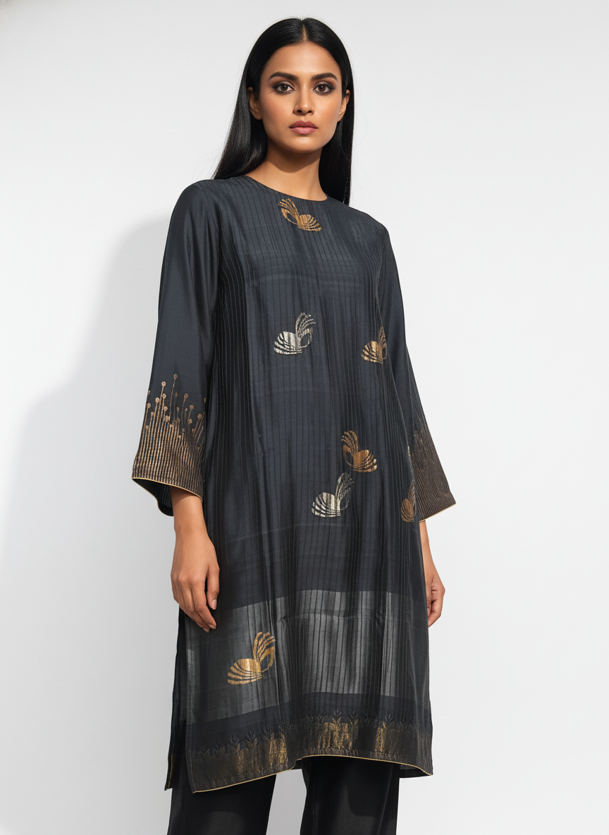 Semi Stitched Formal chanderi Kurta