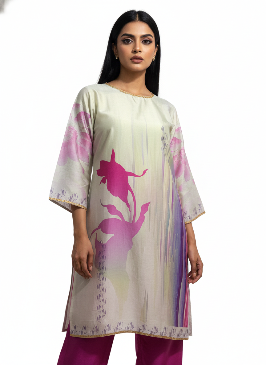 Semi Stitched Chanderi Kurta