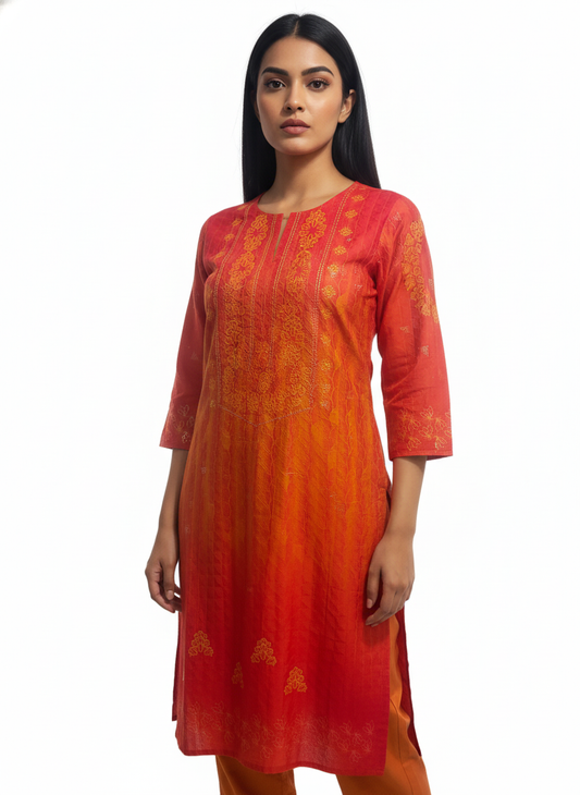 Semi Stitched Chanderi Kurta