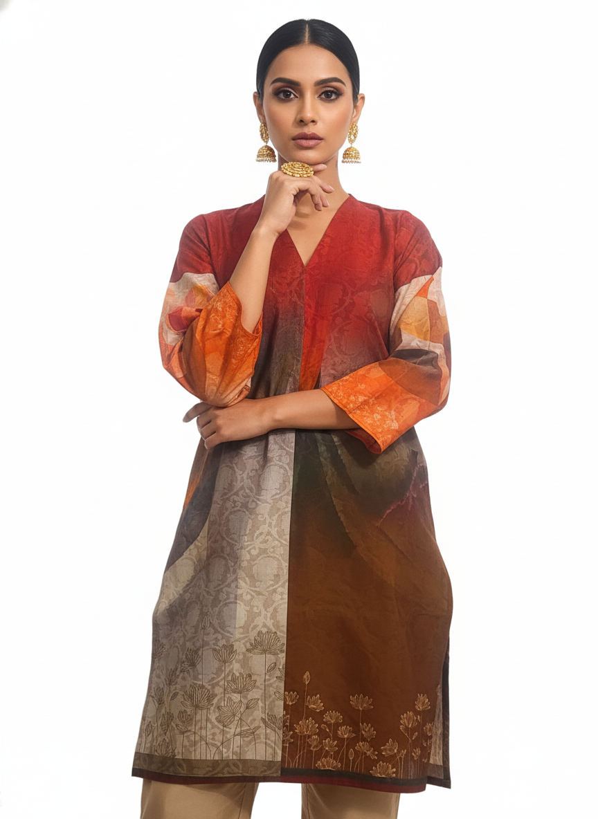 Semi Stitched Chanderi Kurta