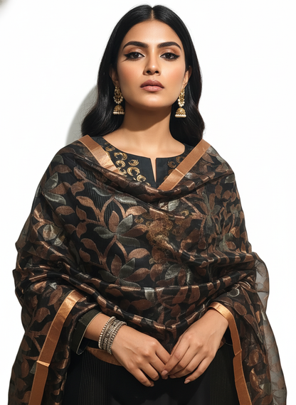 Semi Stitched Formal chanderi Suitset