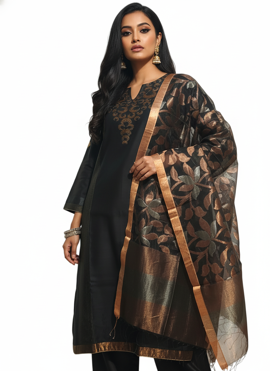 Semi Stitched Formal chanderi Suitset