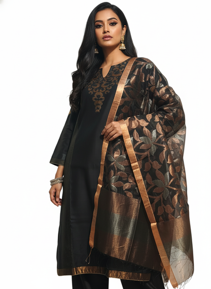 Semi Stitched Formal chanderi Suitset