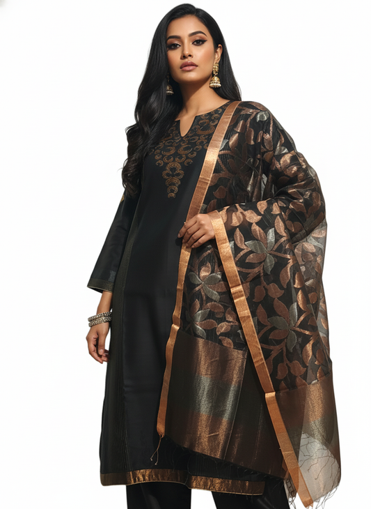 Semi Stitched Formal chanderi Suitset