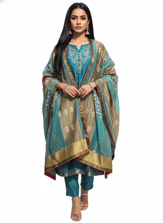Semi Stitched Formal Chanderi Suitset