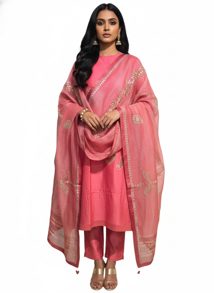 Semi Stitched Formal Chanderi Suitset