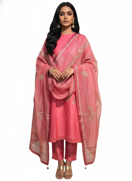 Semi Stitched Formal Chanderi Suitset