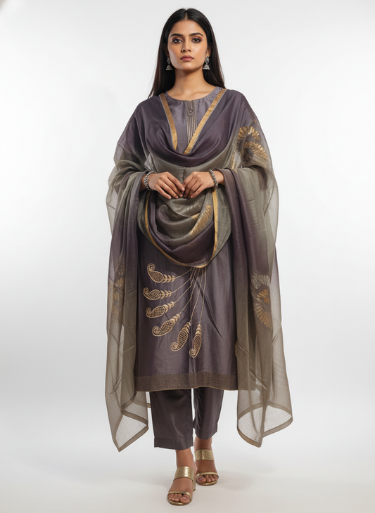 Semi Stitched Formal Chanderi Suitset