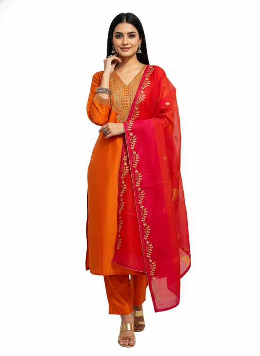Semi Stitched Formal Chanderi Suitset