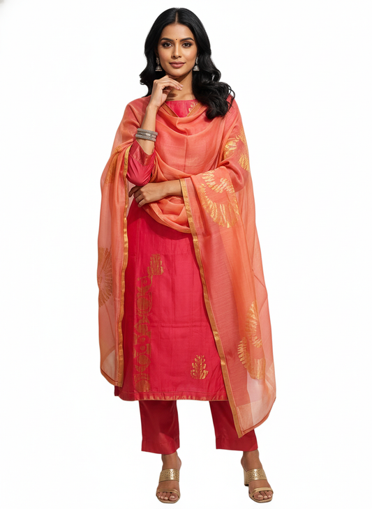 Semi Stitched Formal Chanderi Suitset
