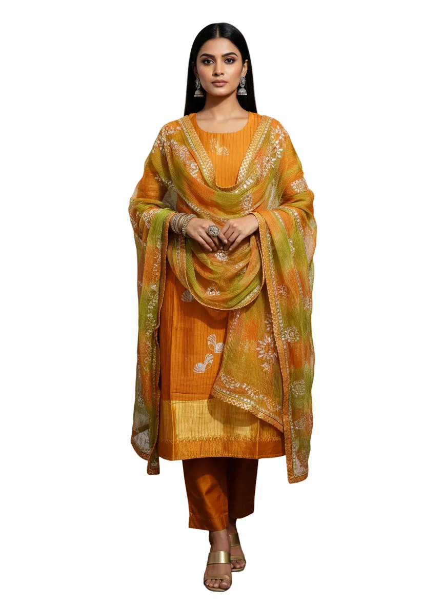 Semi Stitched Formal Chanderi Suitset
