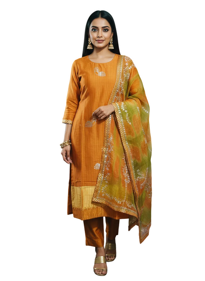 Semi Stitched Formal Chanderi Suitset