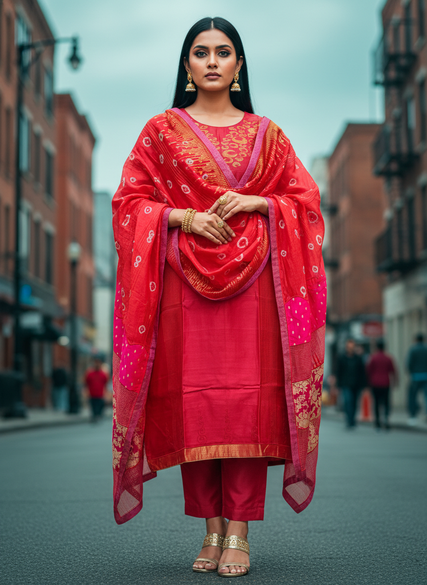 Semi Stitched Formal Chanderi Suitset