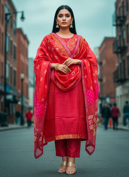 Semi Stitched Formal Chanderi Suitset