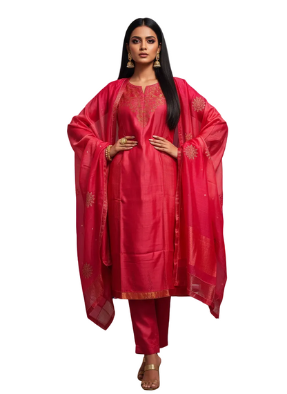 Semi Stitched Formal Chanderi Suitset