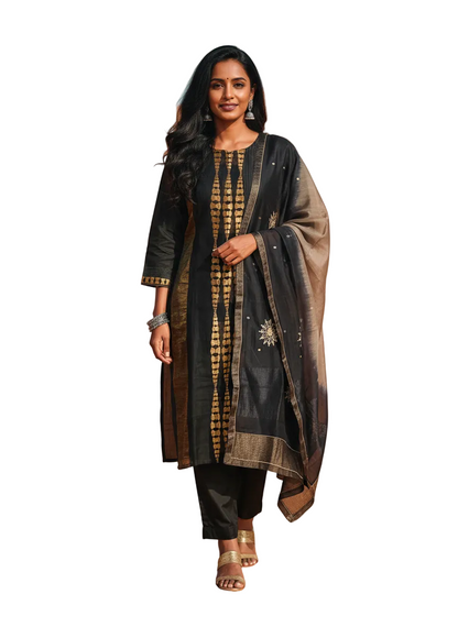 Semi Stitched Formal Chanderi Suitset