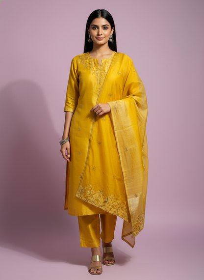 Semi Stitched Formal Chanderi Suitset