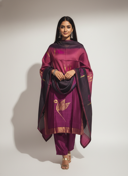 Semi Stitched Formal Chanderi Suitset
