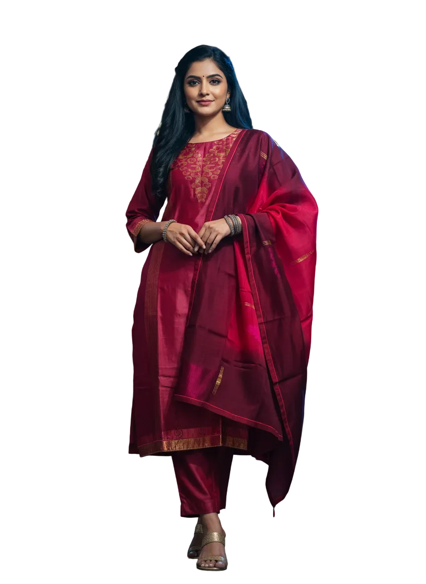 Semi Stitched Formal Chanderi Suitset