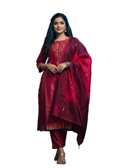 Semi Stitched Formal Chanderi Suitset