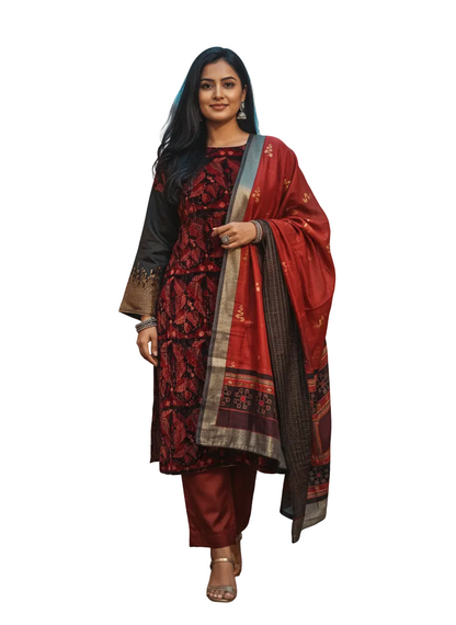 Semi Stitched Formal Chanderi Suitset