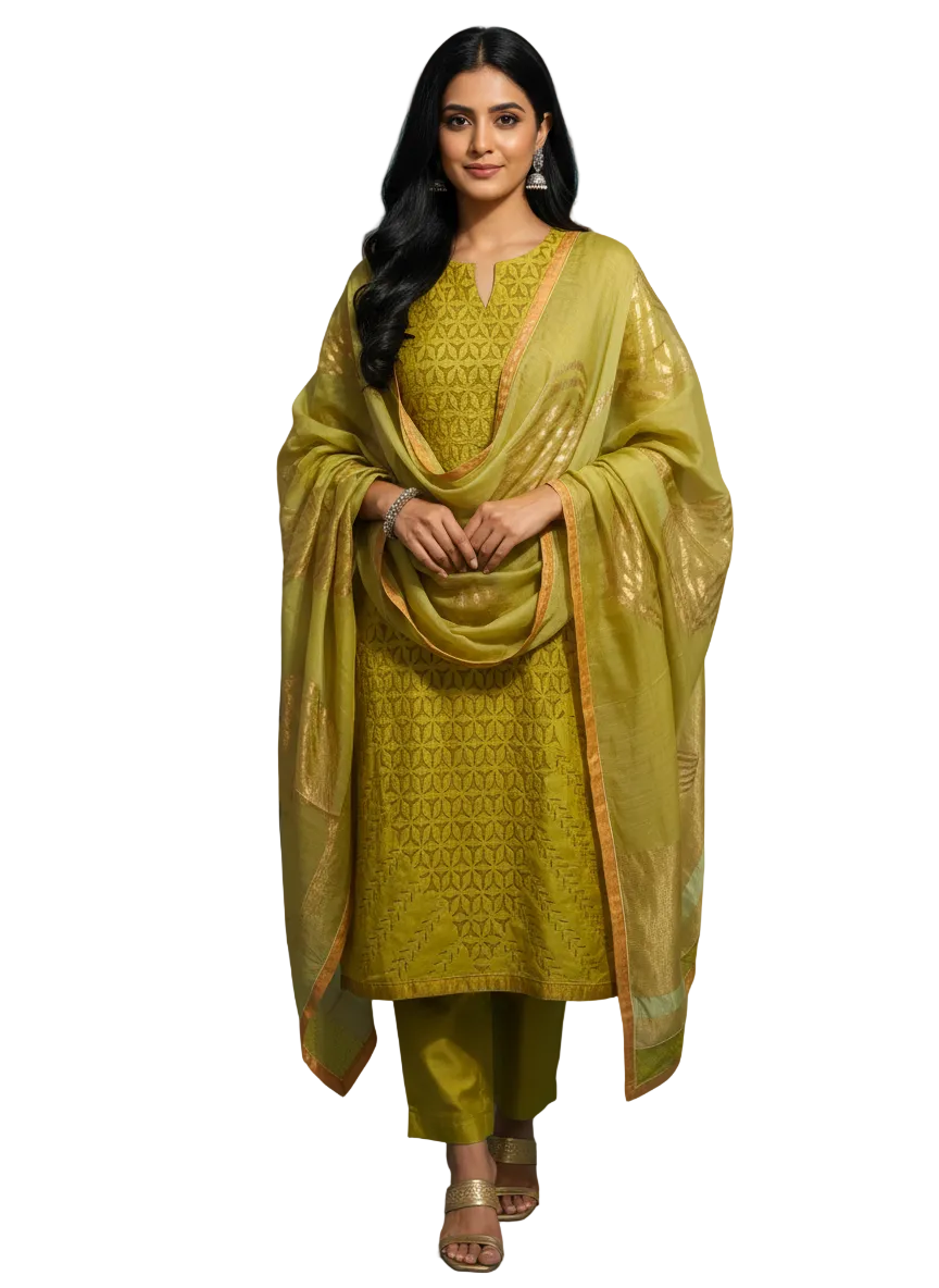 Semi Stitched Formal Chanderi Suitset