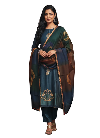 Semi Stitched Formal Chanderi Suitset