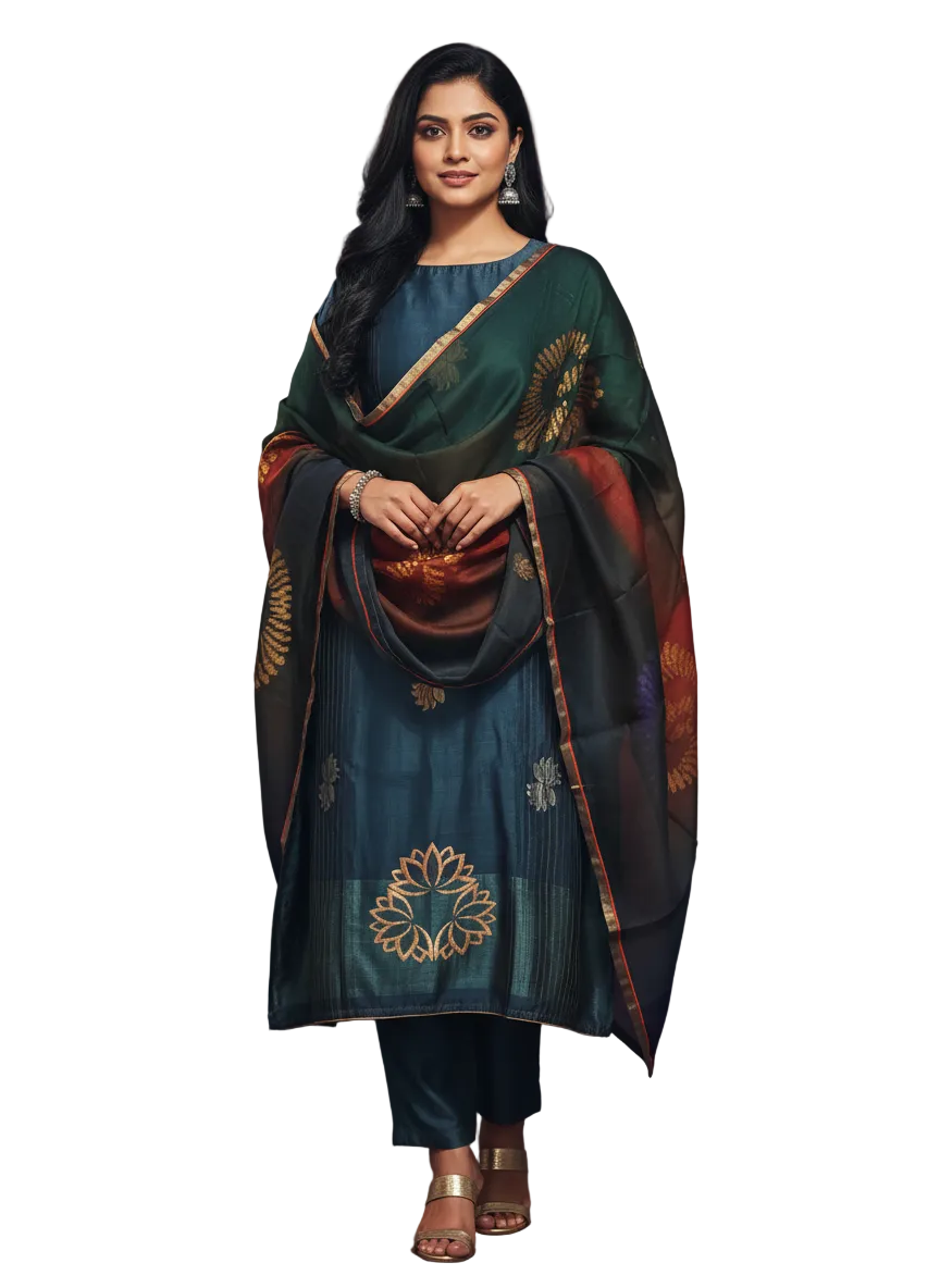 Semi Stitched Formal Chanderi Suitset