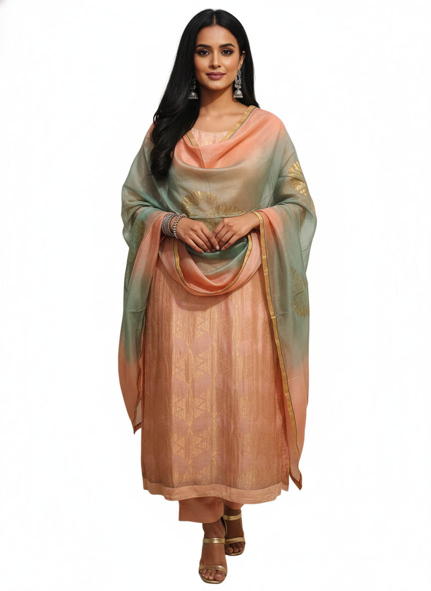 Semi Stitched Formal Chanderi Suitset