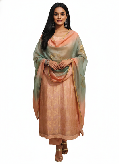 Semi Stitched Formal Chanderi Suitset