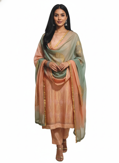 Semi Stitched Formal Chanderi Suitset