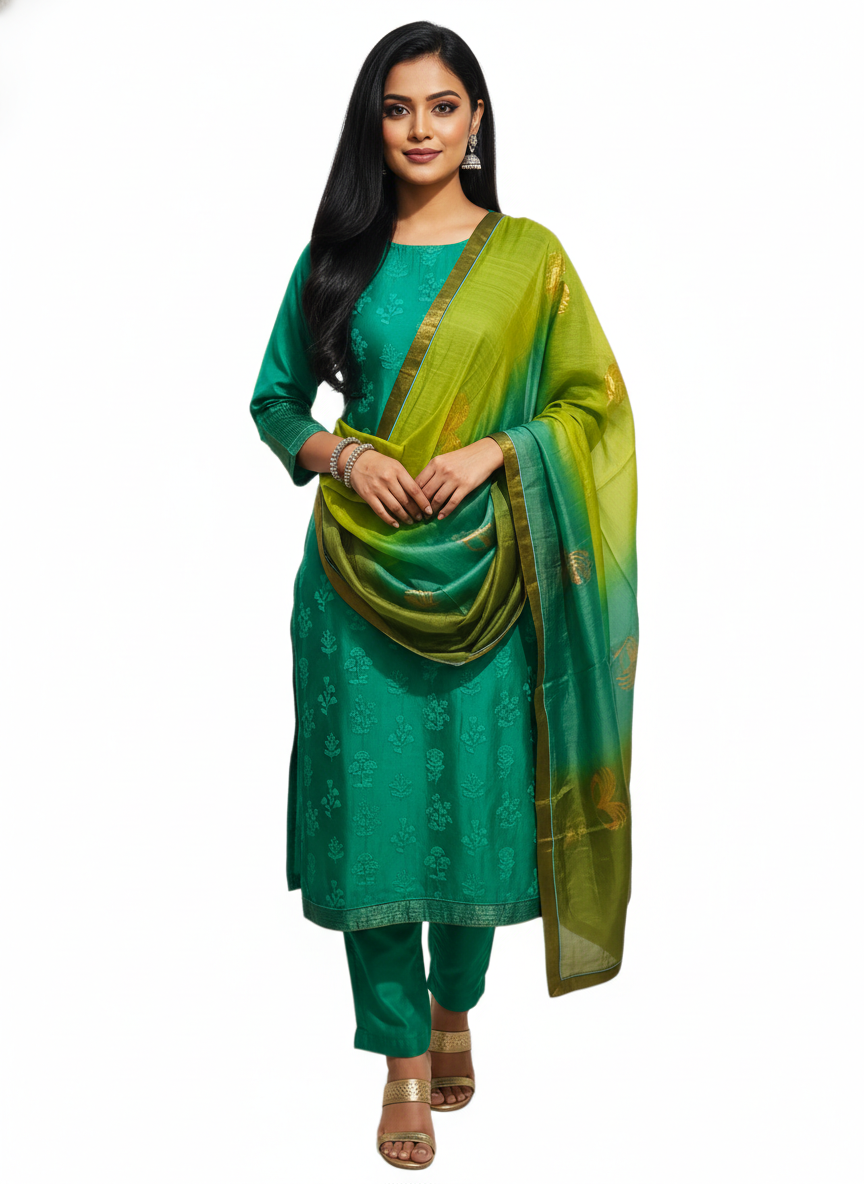 Semi Stitched Formal Chanderi Suitset