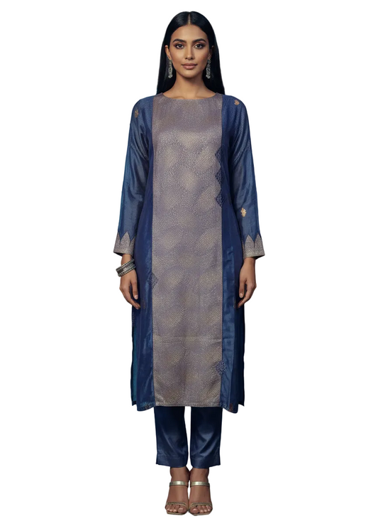 Semi Stitched Formal chanderi Kurta