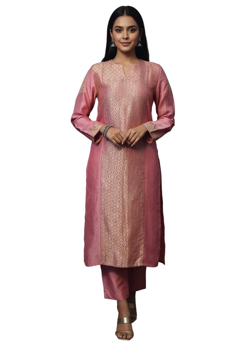Semi Stitched Formal chanderi Kurta