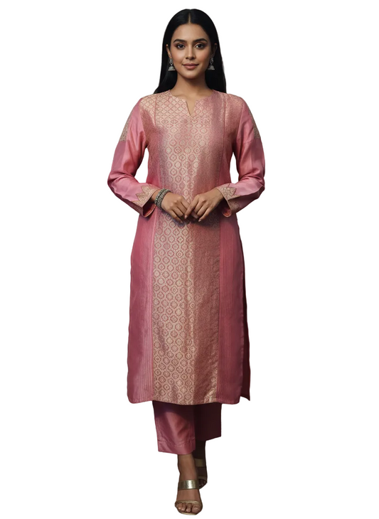 Semi Stitched Formal chanderi Kurta