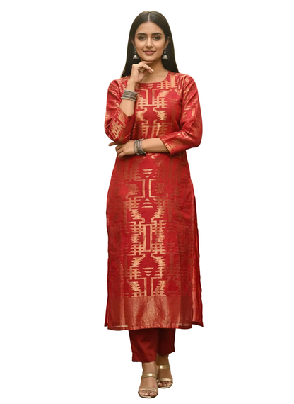 Semi Stitched Formal chanderi Kurta